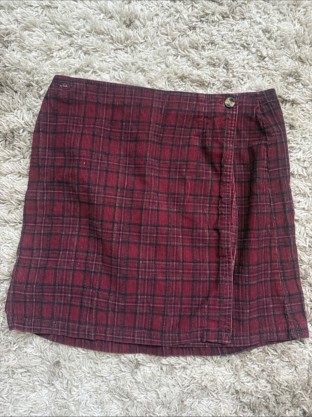 Vintage HSZ Studio Corduroy Plaid Wrap Skirt Sz 12
